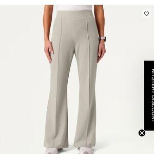 Ebb & Flow Athleisure High-Rise Flare Ponte Side Slit Pants in Beige Size Medium